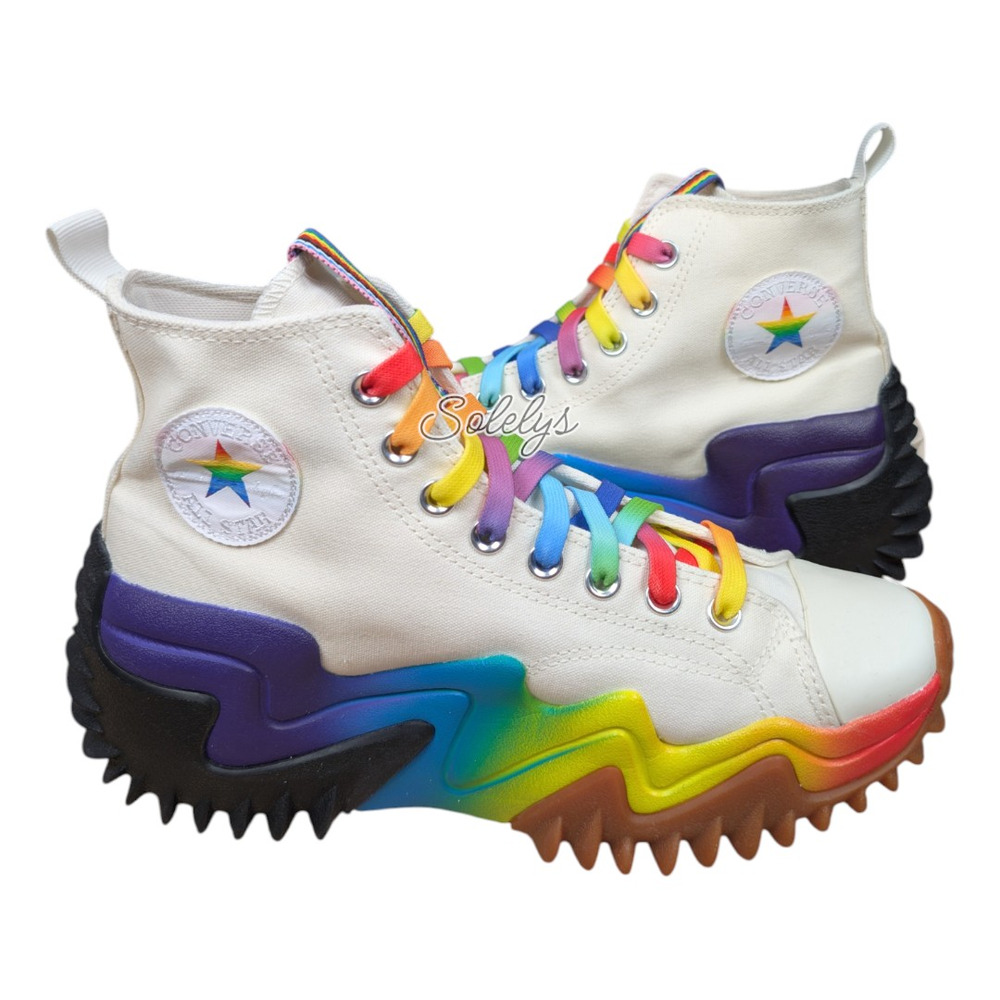 Converse Run Star Motion High Top Pride Rainbow Lace Platform Sneaker M8.5 W10
